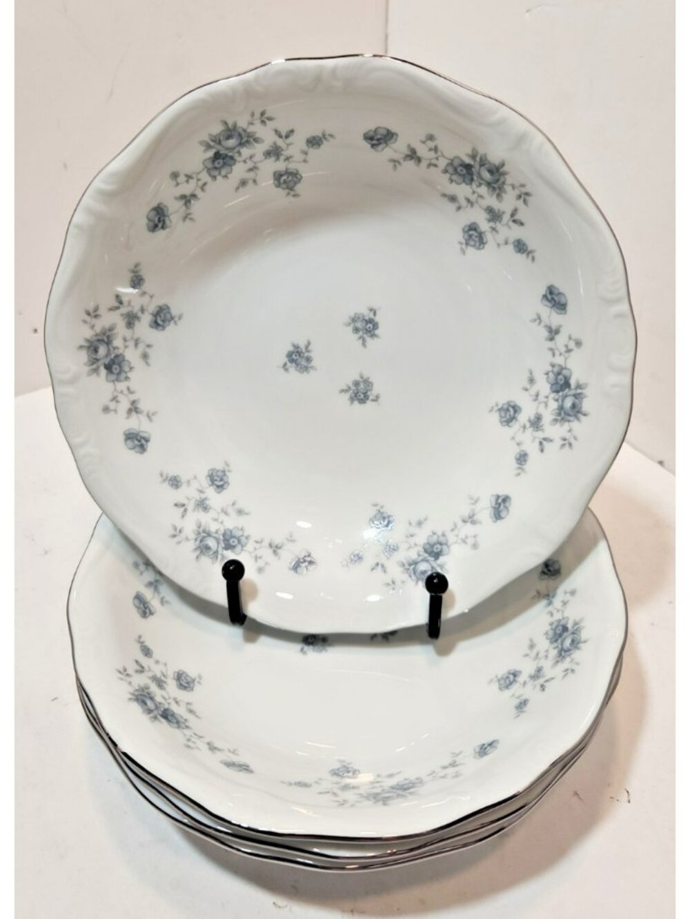 Vtg Johann Haviland Blue Garland Soup Cereal Pasta Bowls 7.5" Set of 4 Floral